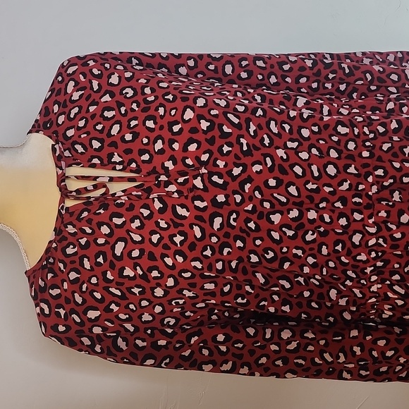 XL tall red cheetah print long sleeve dress - Picture 2 of 10